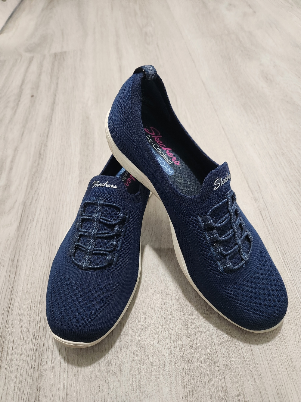 Skechers Women's Navy Knit Slip-On Sneakers